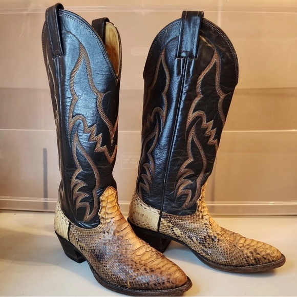 Nocona Golden Python Snakeskin Cowboy Boot 5.5 - Picture 1 of 15